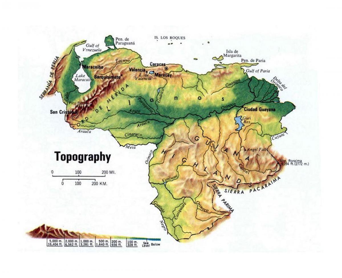 kat jeyografik nan venezyela topografik